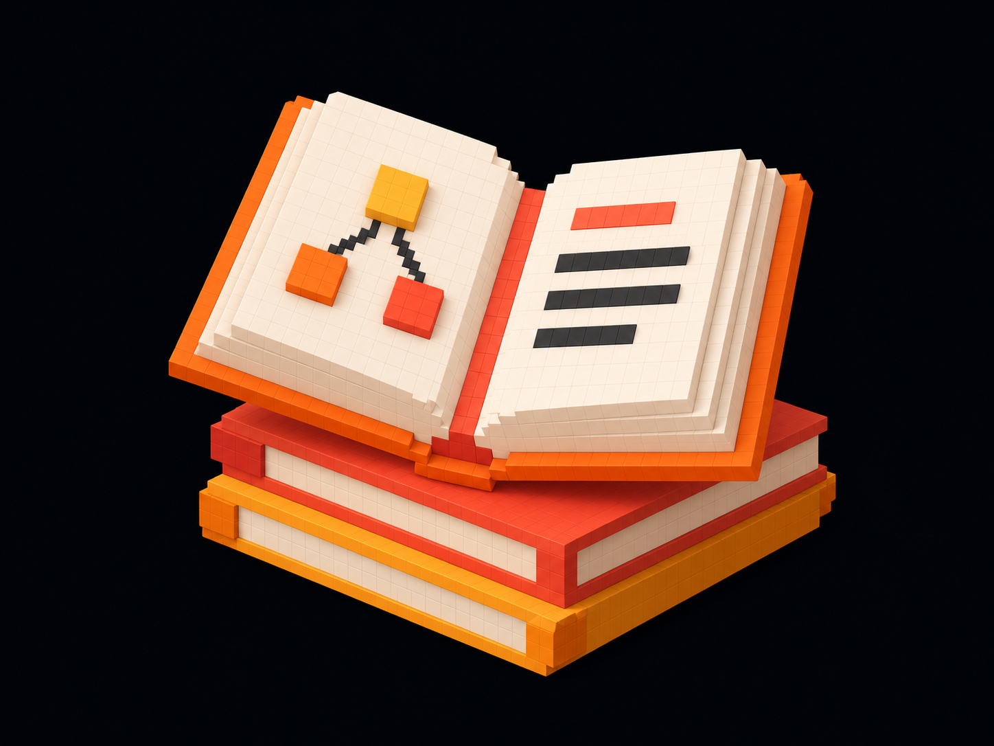 Open books with a diagram and research notes